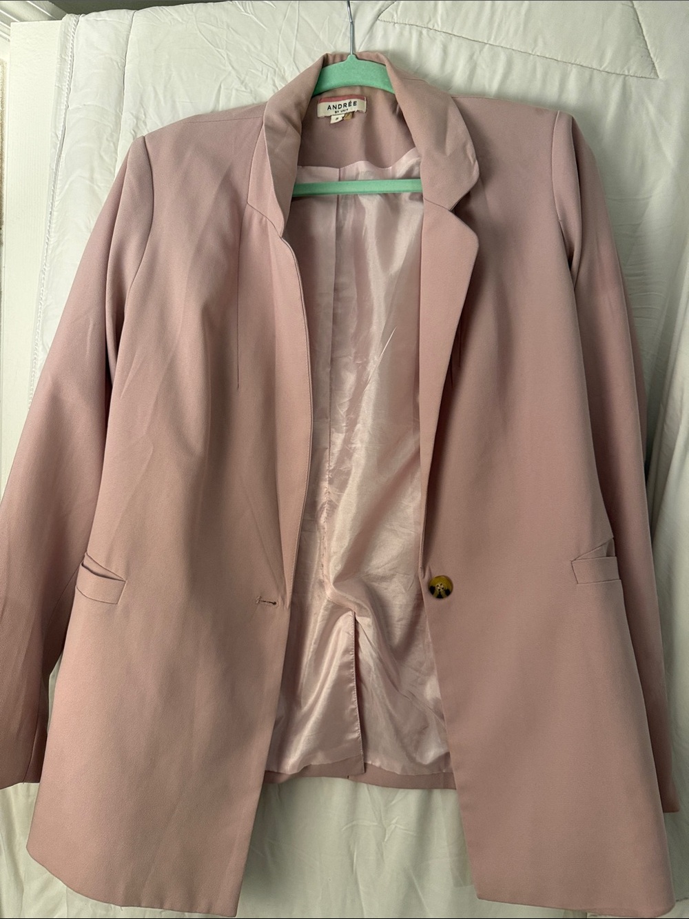 Andree Blush Pink Single-Button Blazer